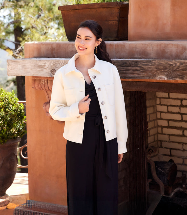 Faux Leather Cropped Jacket