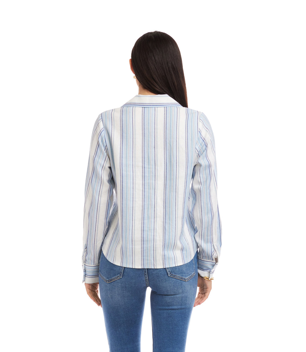 Long Sleeve Eyelet Lace Up Top