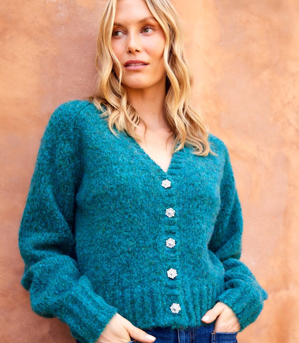 Pearl Button Cardigan Sweater