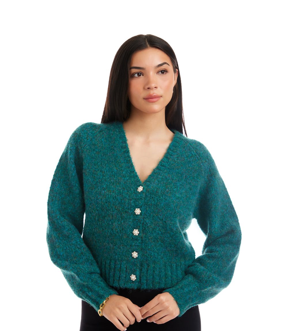 Pearl Button Cardigan Sweater