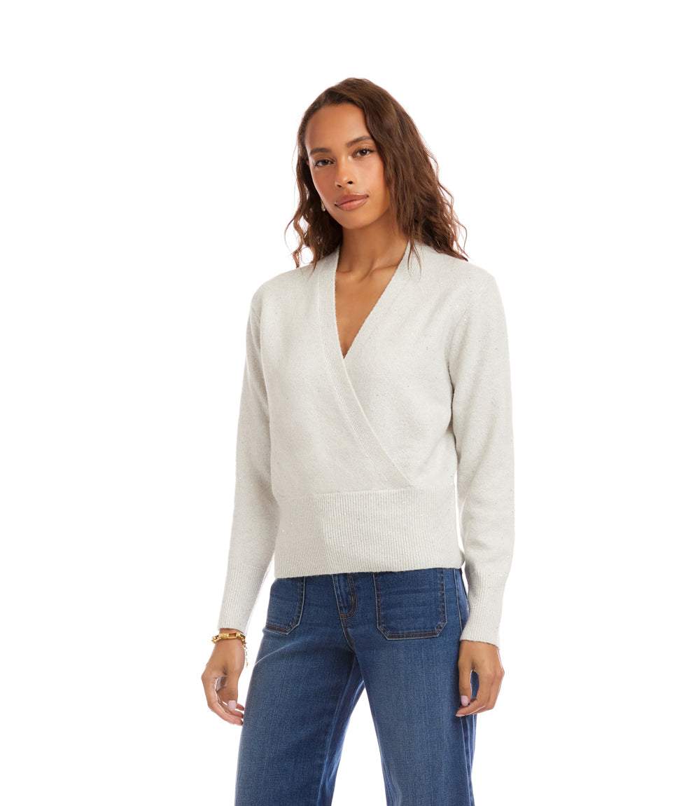 Sequin Wrap Sweater