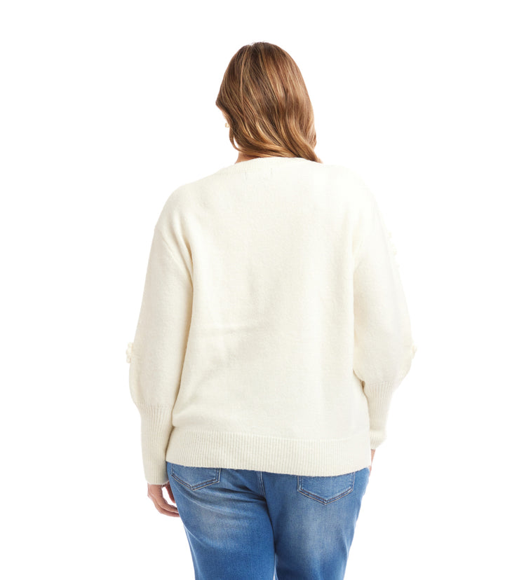 Plus Size Hand Embroidered Flower Detail Sweater