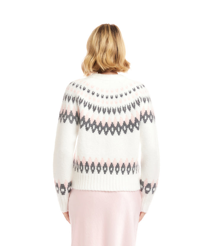 Petite Size Jacquard Crewneck Sweater