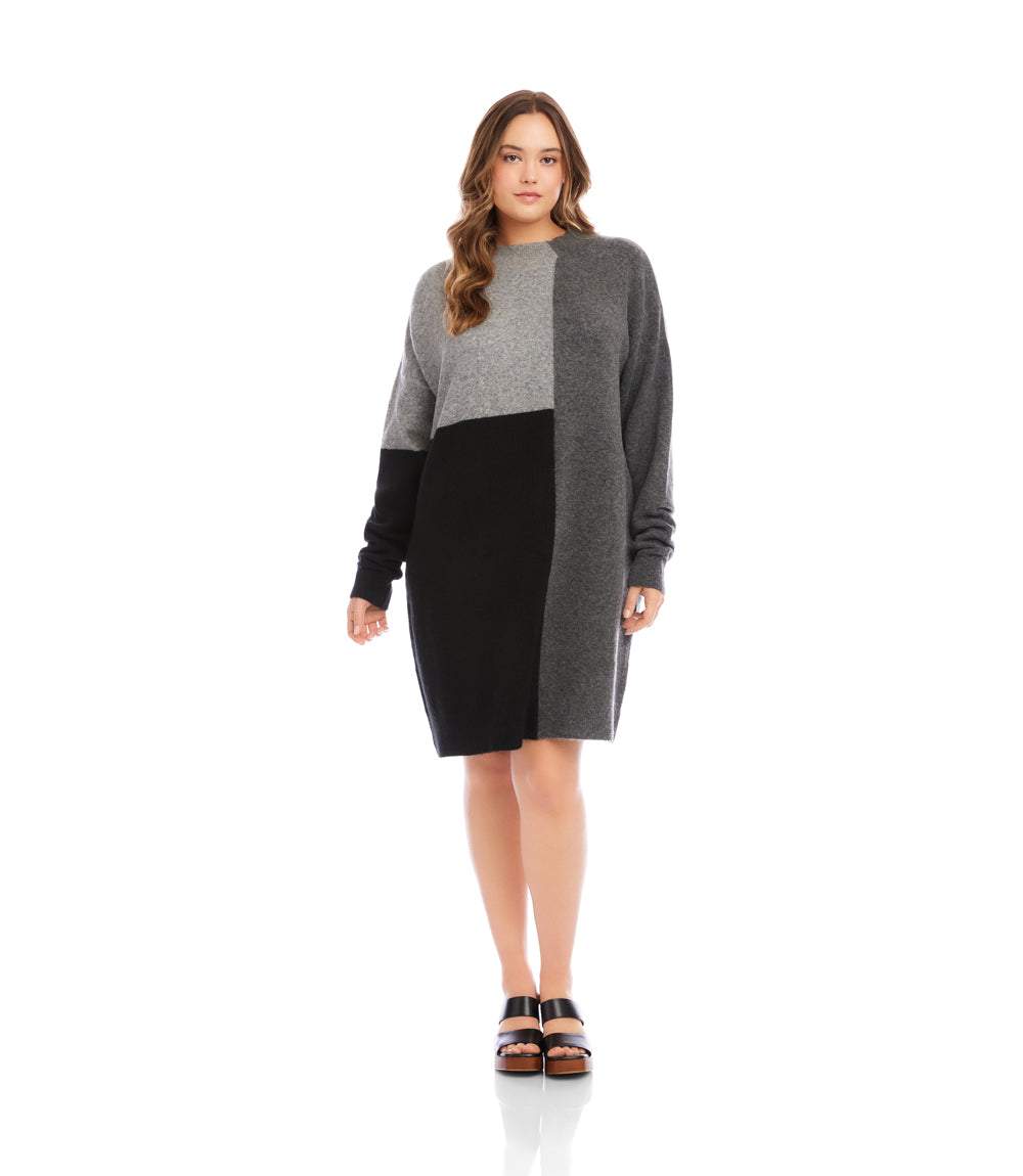 Plus Size Colorblock Sweater Dress