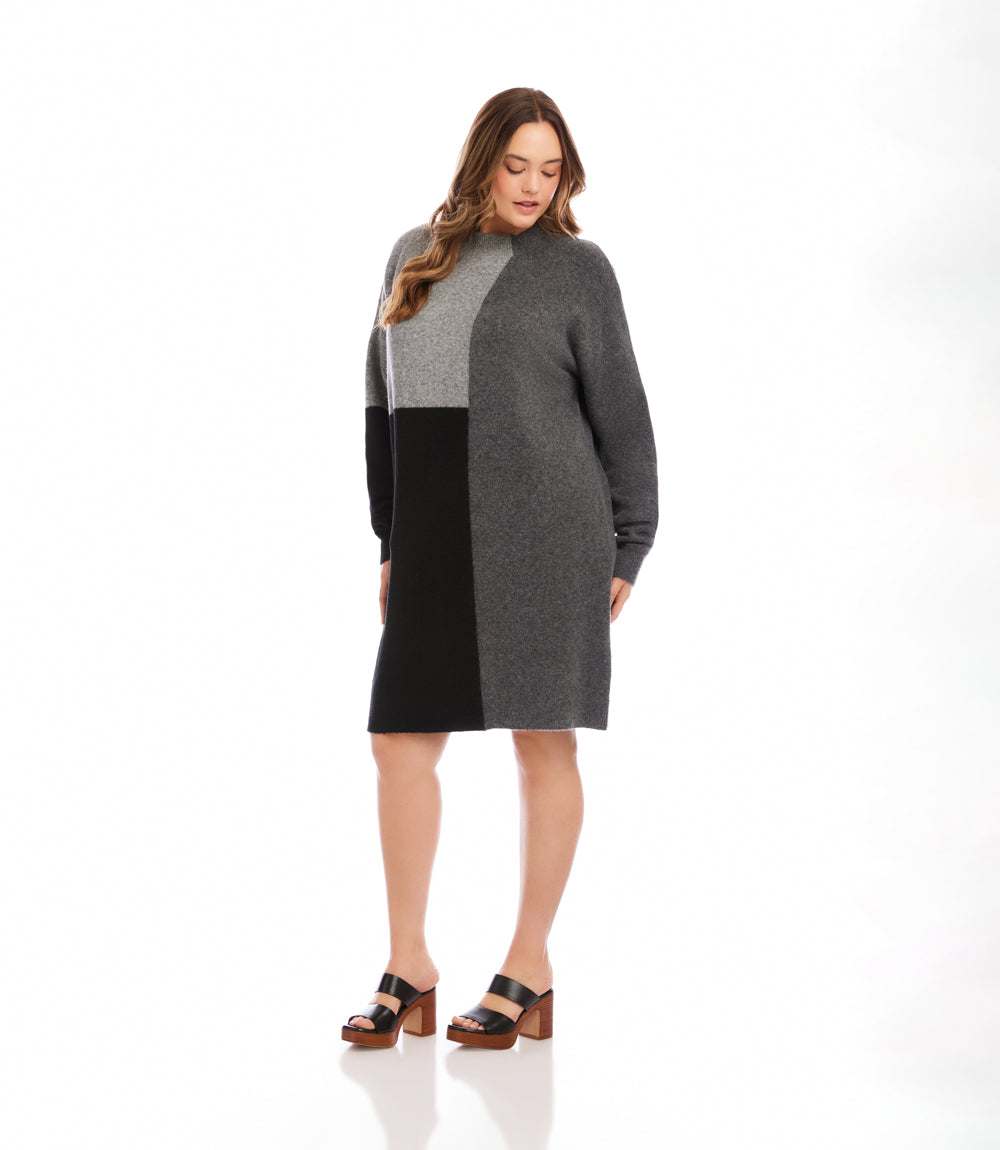 Plus Size Colorblock Sweater Dress - Comfortable & Stylish Fit Karen Kane Plus Size Colorblock Sweater Dress - Comfortable & Stylish Fit Karen Kane