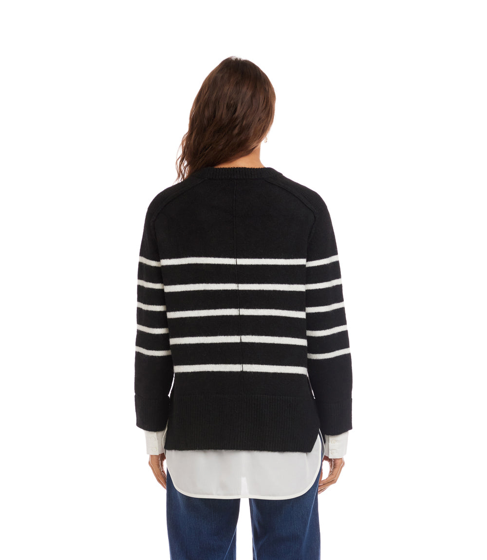 Layered Stripe Crewneck Sweater