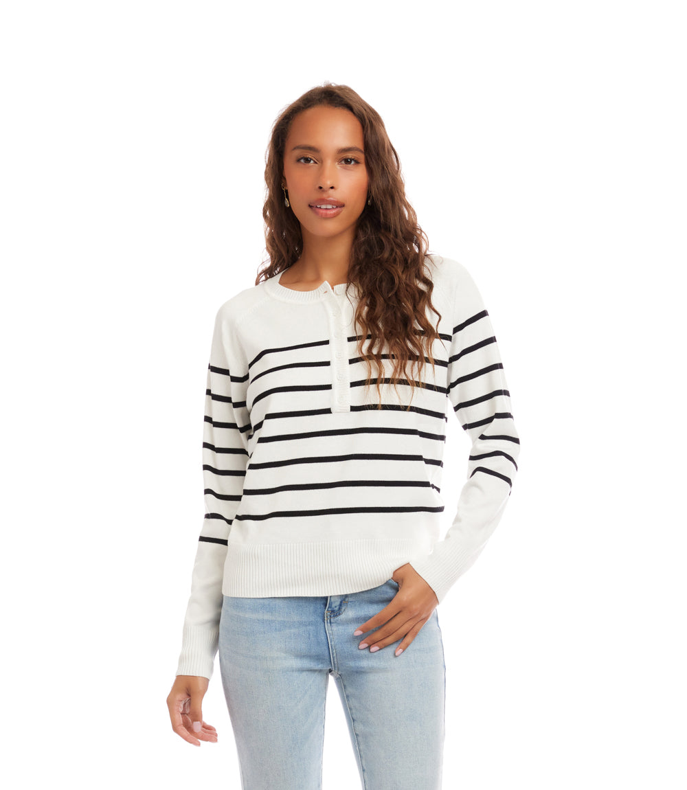 Henley Stripe Sweater