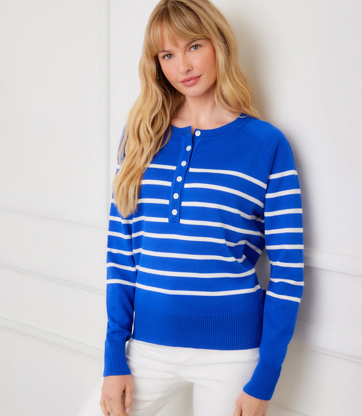 Henley Stripe Sweater