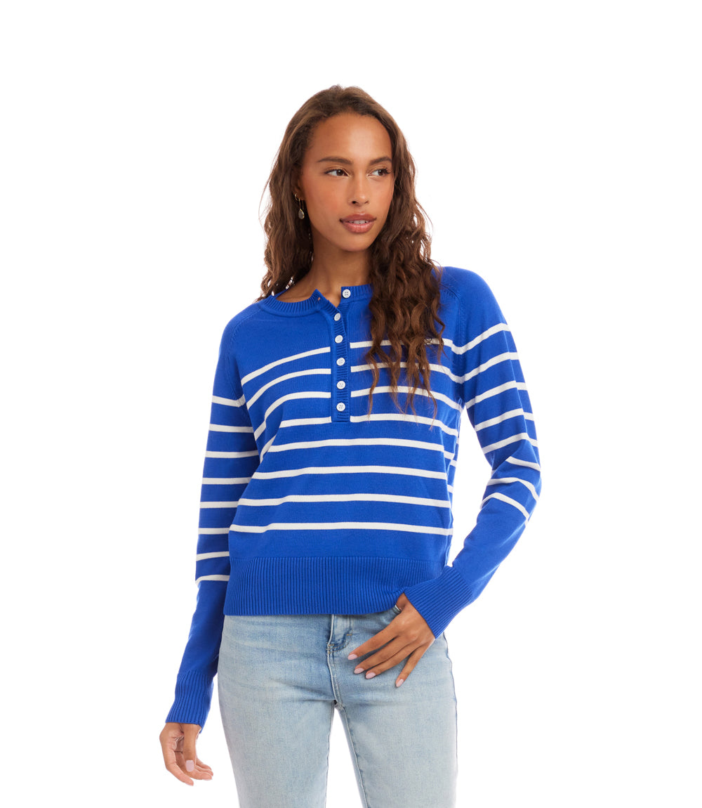 Henley Stripe Sweater