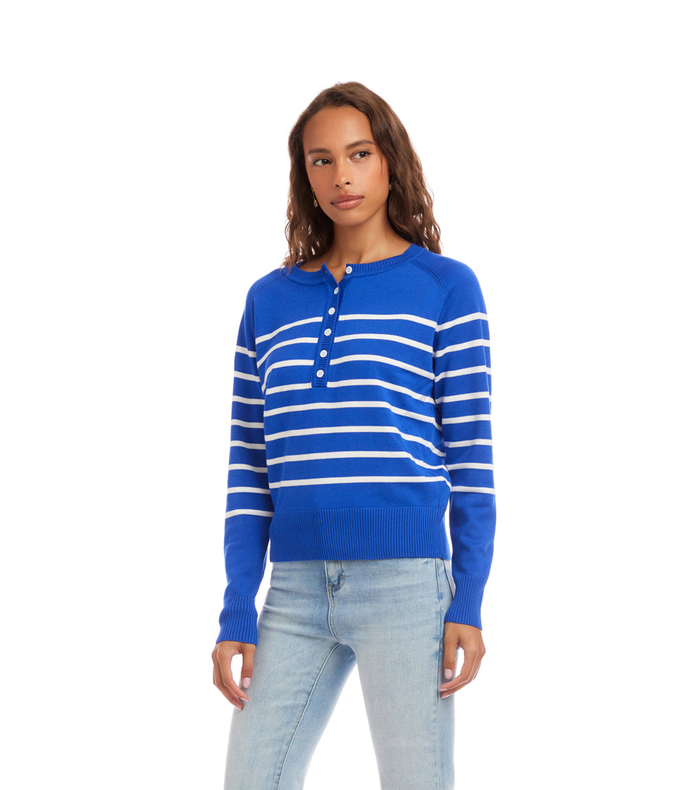 Henley Stripe Sweater