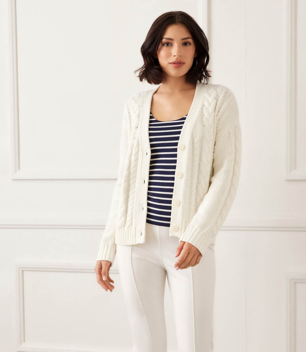 Cable Knit Cardigan Sweater