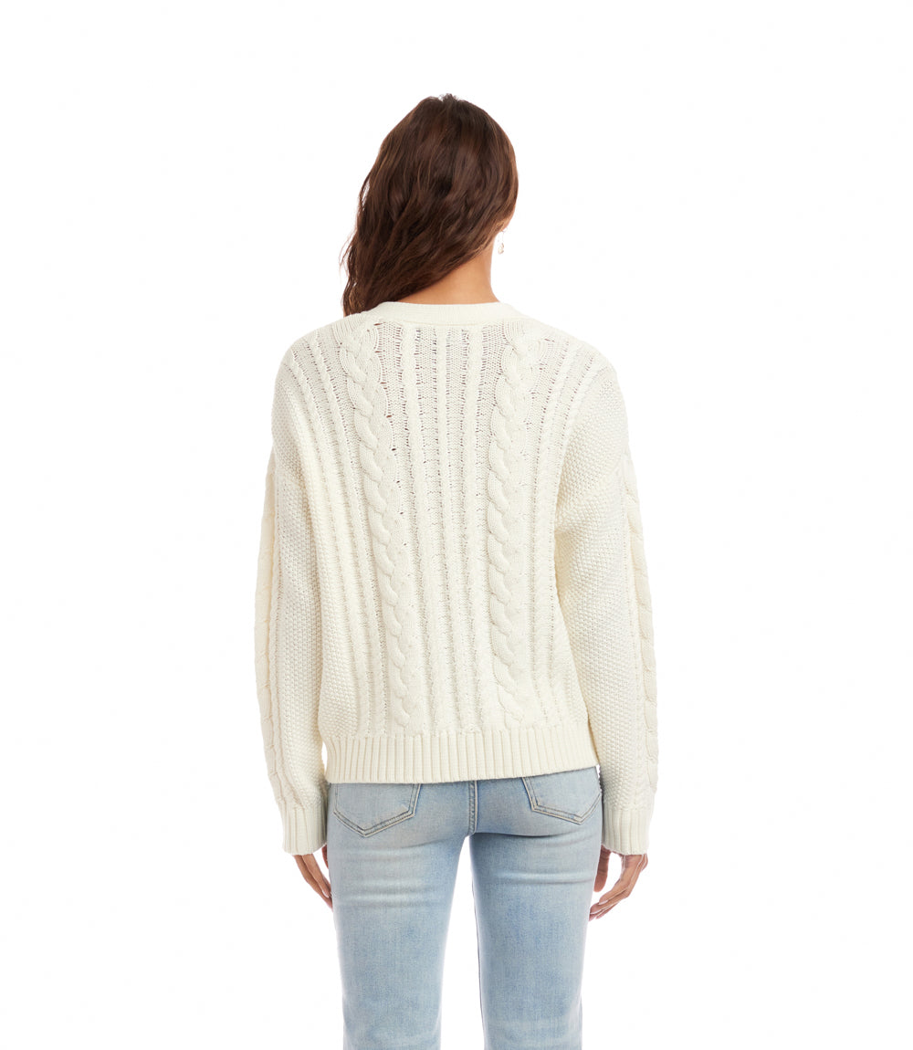 Cable Knit Cardigan Sweater