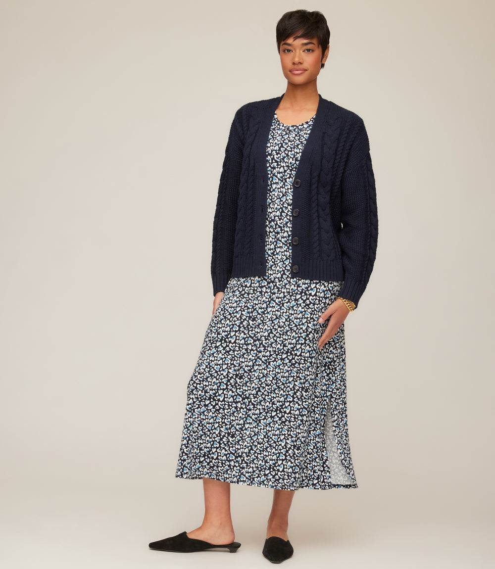 カーディガン CLANE VNECK BACK LONG KNIT CARDIGAN Cable Knit Cardigan - Cozy, Classic & Perfect for Layering