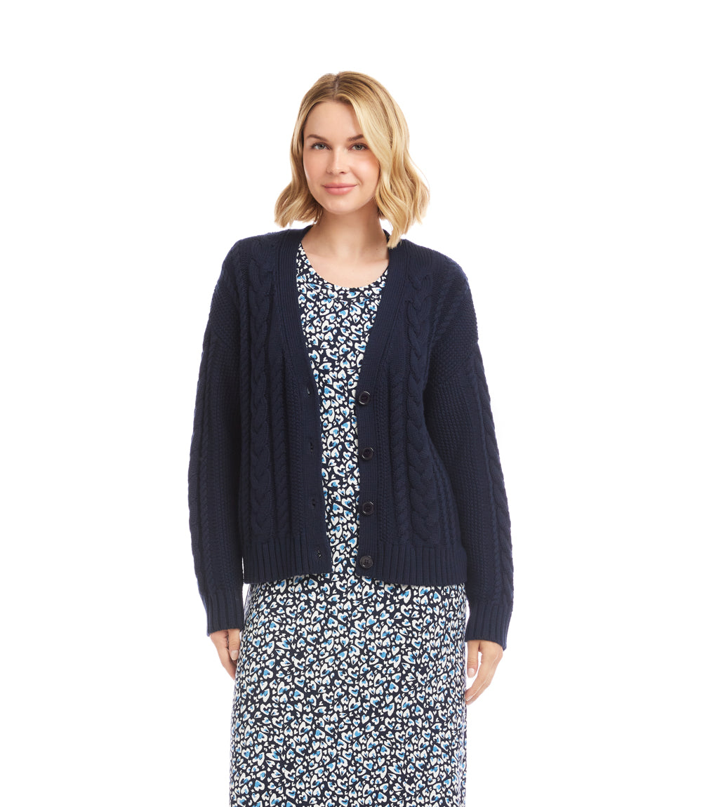 Cable Knit Cardigan Sweater