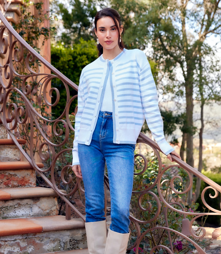 Petite Size Stripe Cardigan Sweater