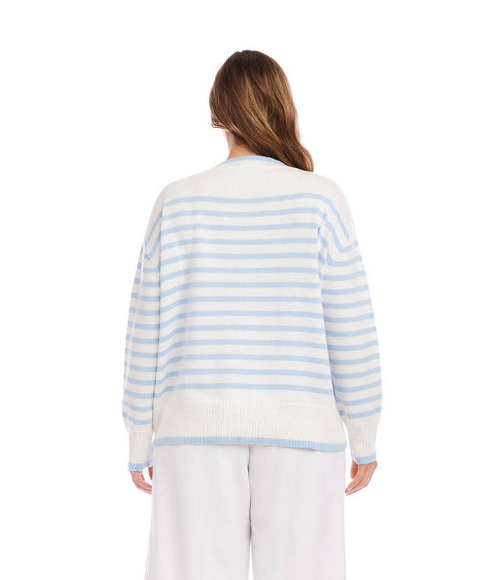 Plus Size Stripe Cardigan Sweater