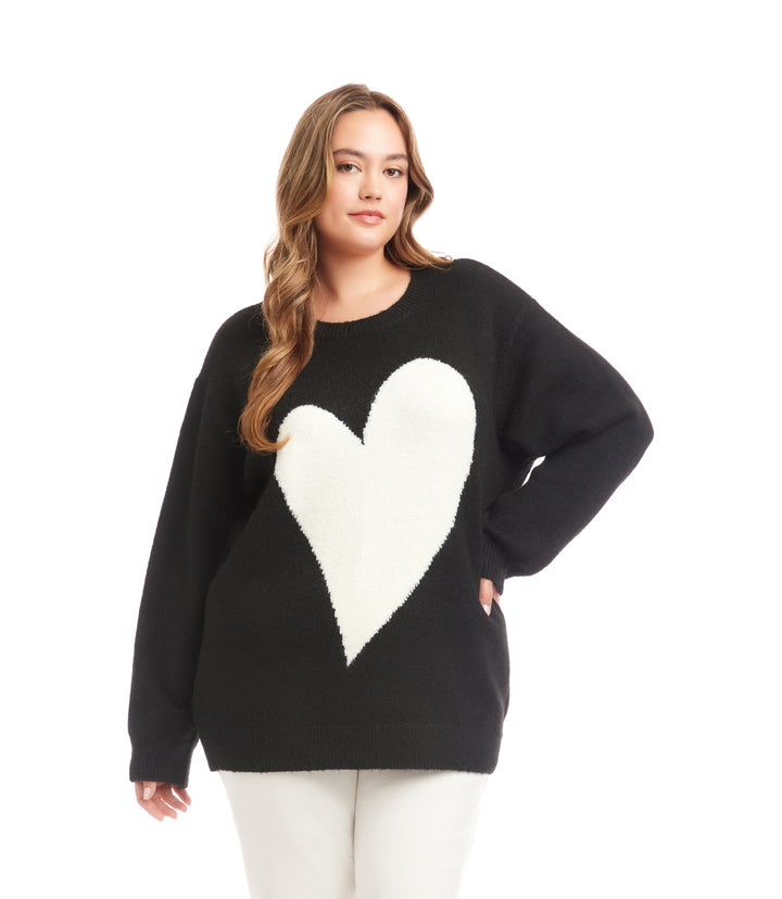 Plus Size Heart Jacquard Sweater