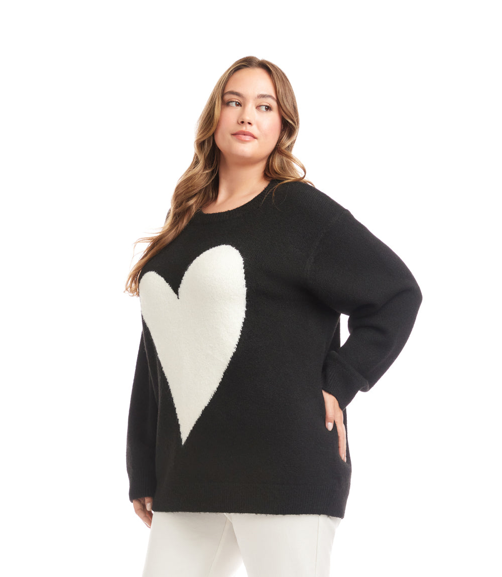 Plus Size Heart Jacquard Sweater