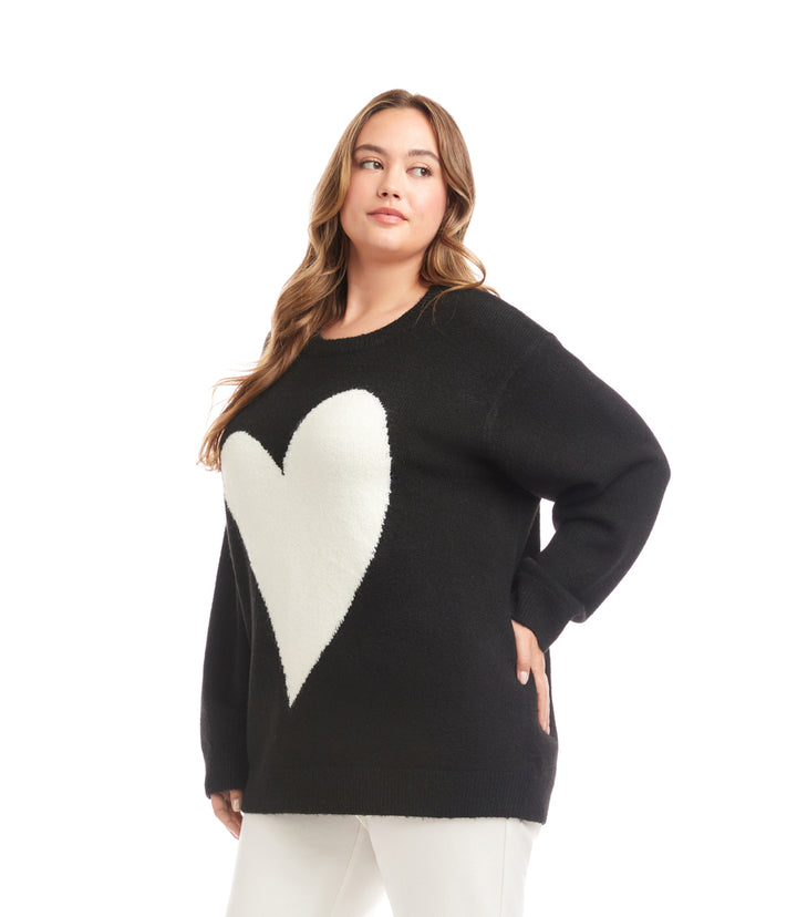 Plus Size Heart Jacquard Sweater
