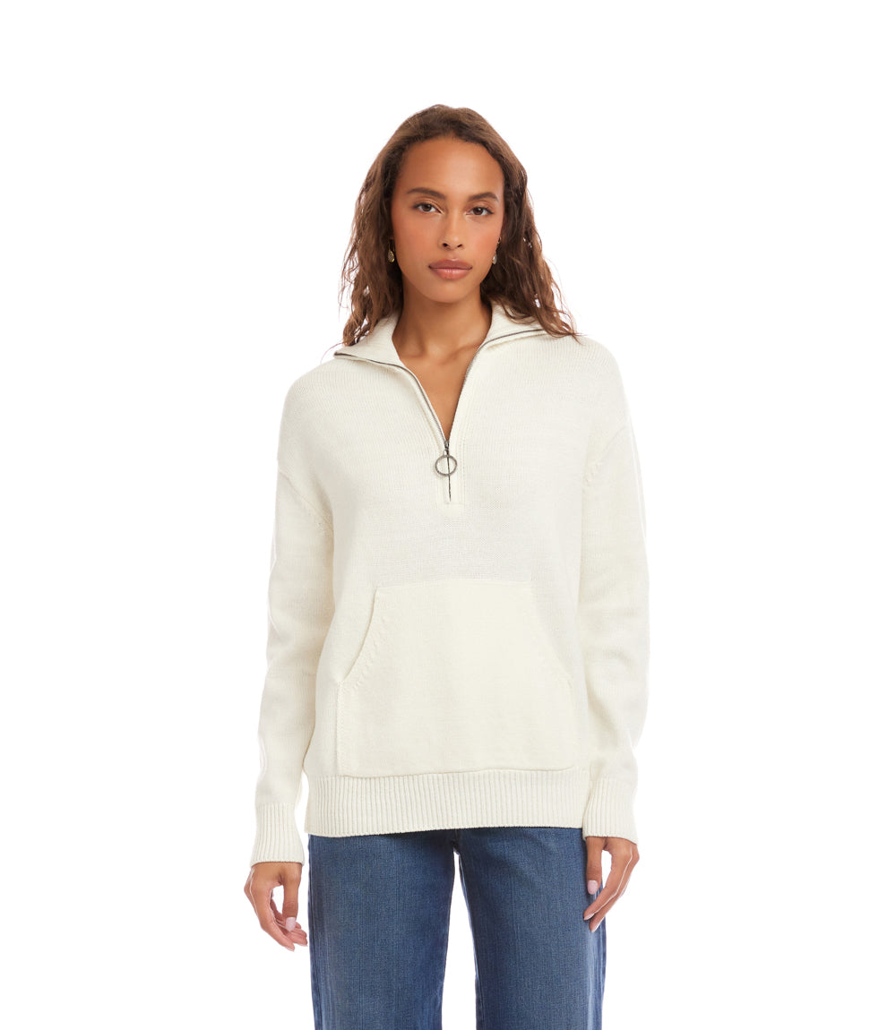 Half Zip Kangaroo Pocket Sweater