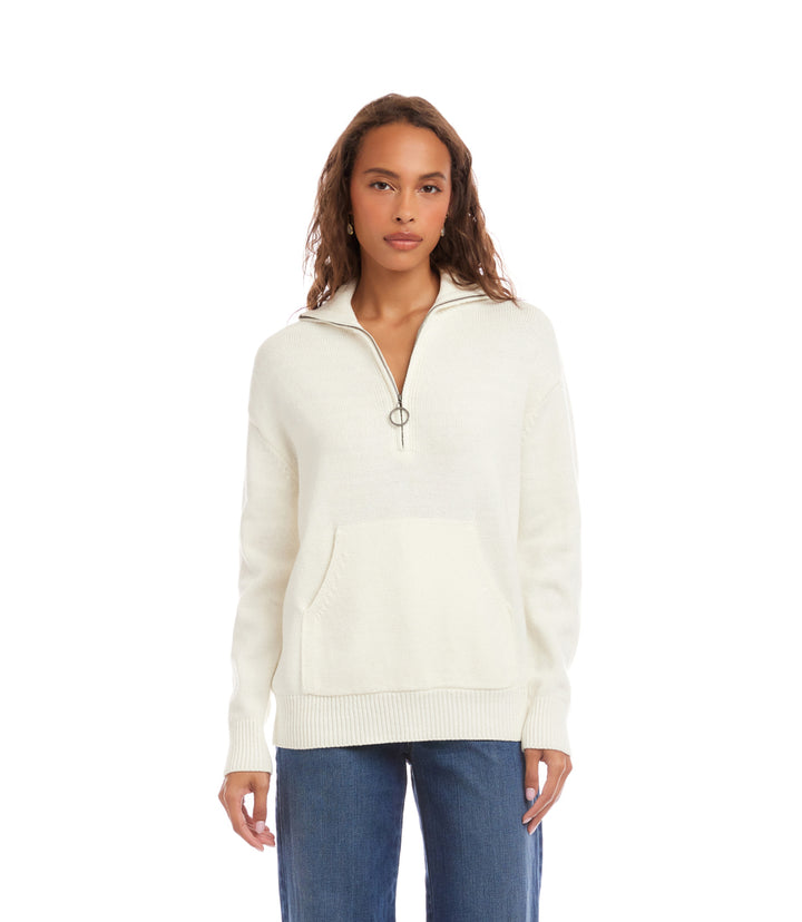 Half Zip Kangaroo Pocket Sweater