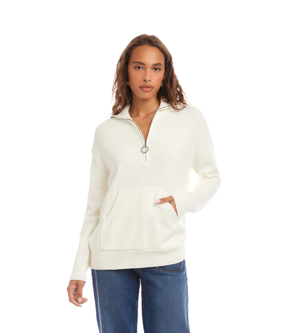 Half Zip Kangaroo Pocket Sweater