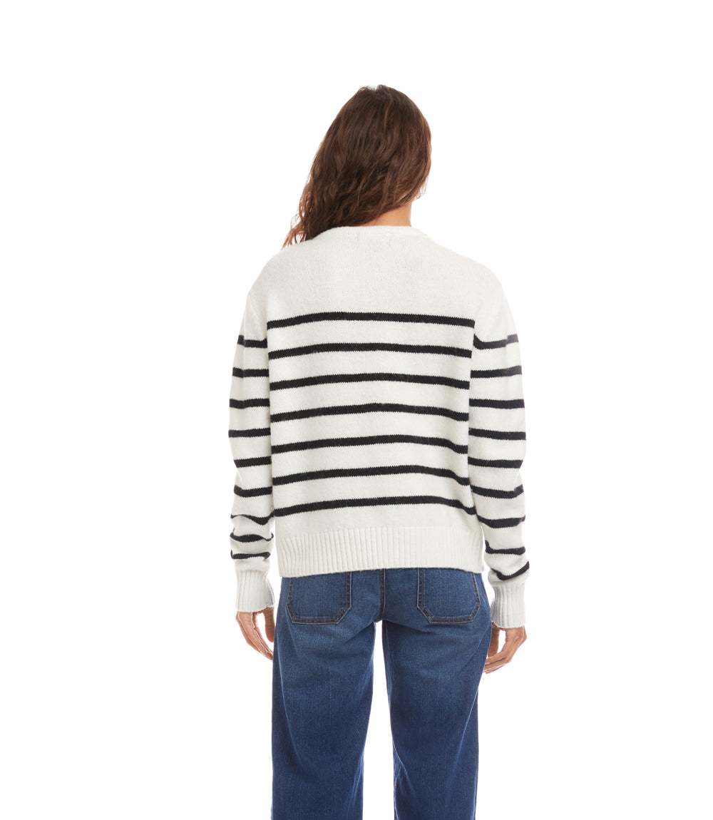 Stripe Lace-Up Sweater