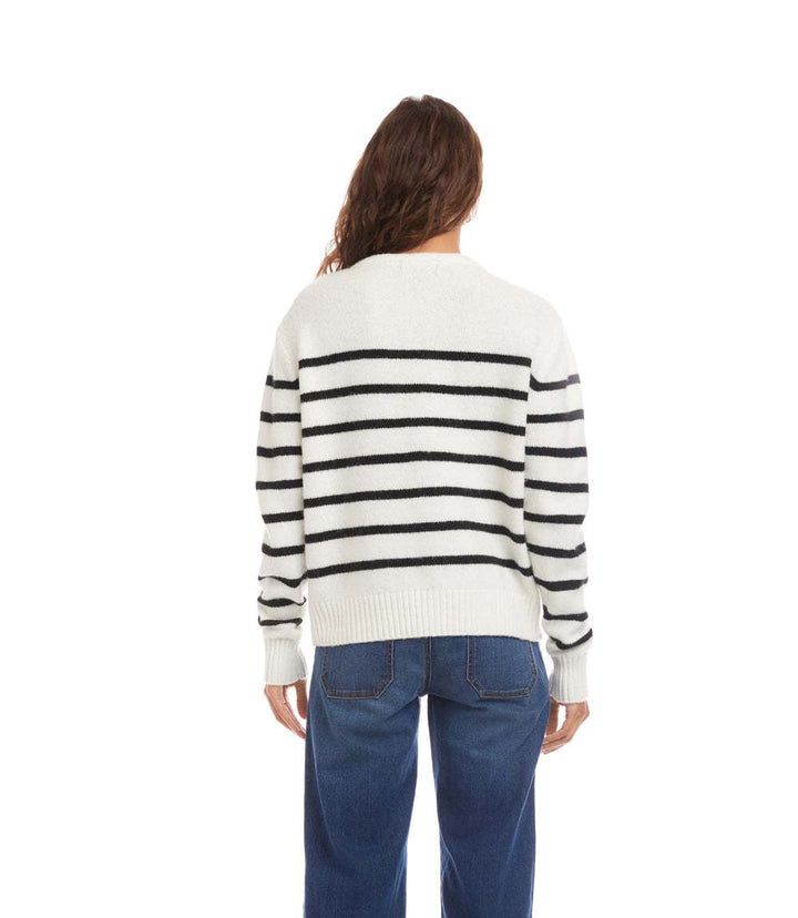 Stripe Lace-Up Sweater