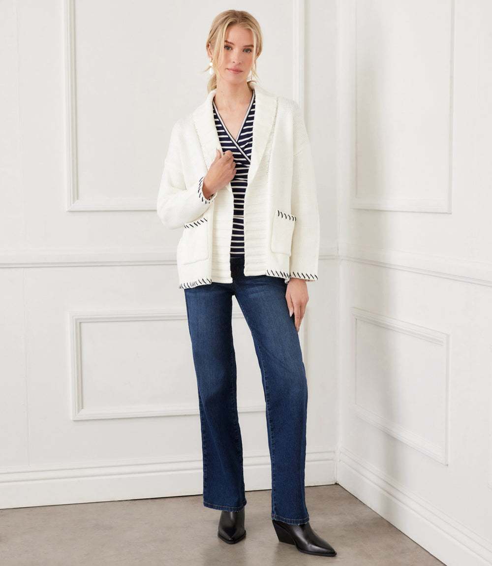 トップス Supreme Contrast Stitch cardigan L Contrast Stitch Open Front Cardigan - Modern & Versatile Sweater
