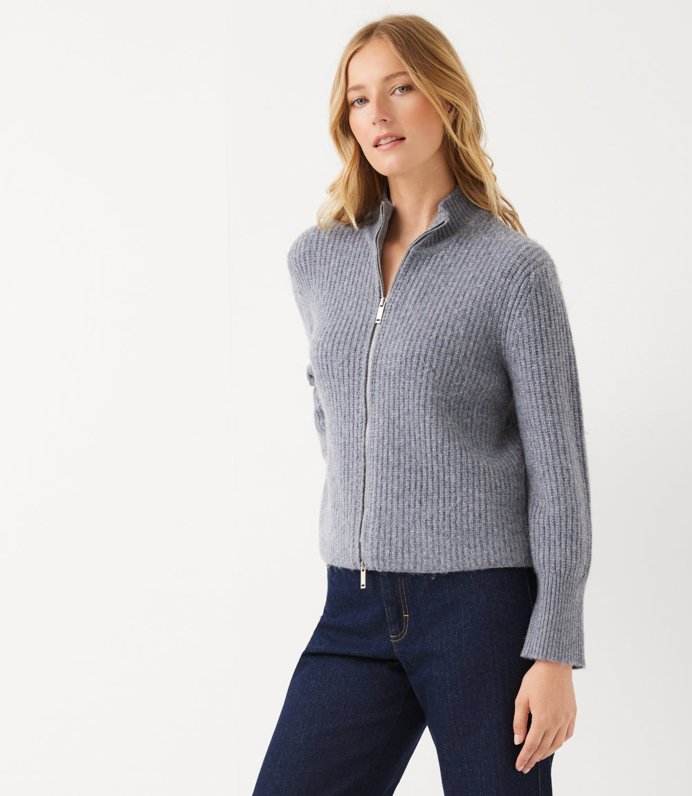 Mockneck Two-Way Zip Sweater