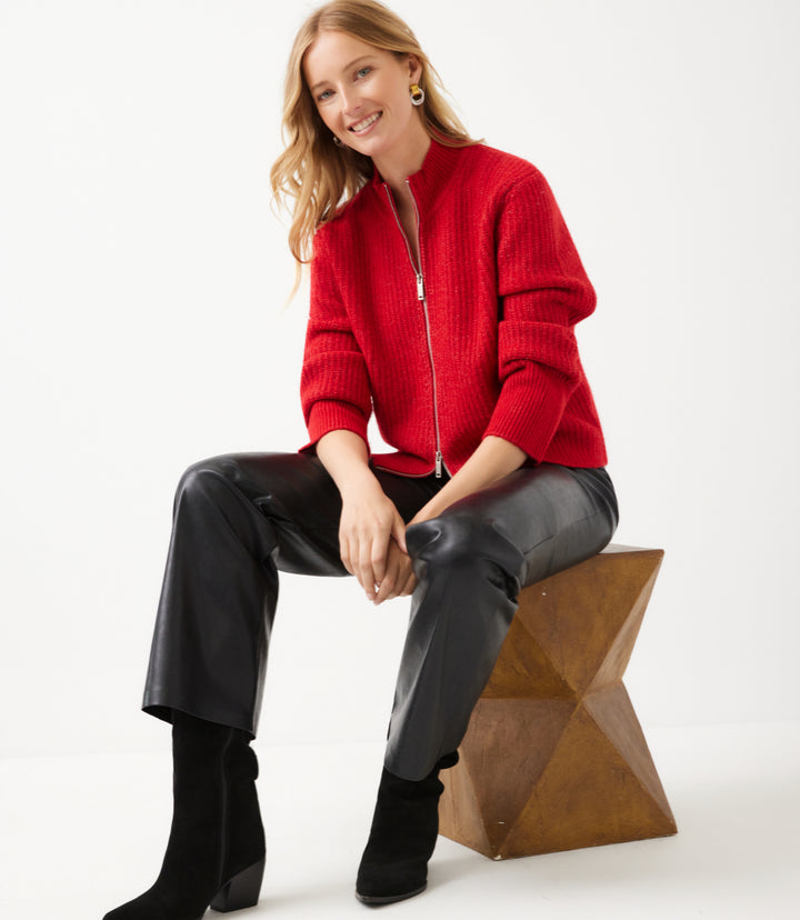 Mockneck Two-Way Zip Sweater