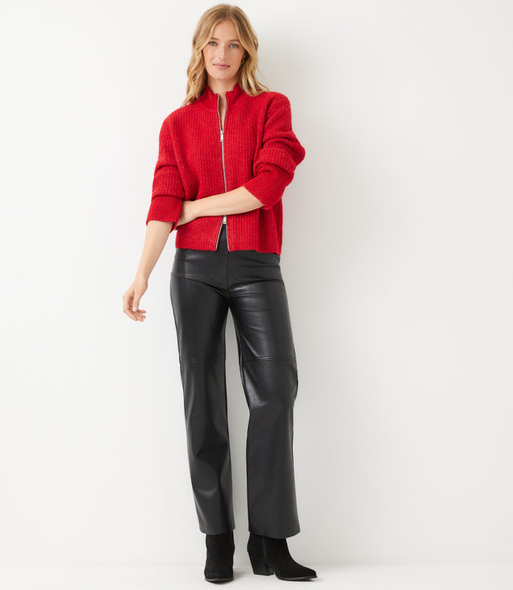 Mockneck Two-Way Zip Sweater