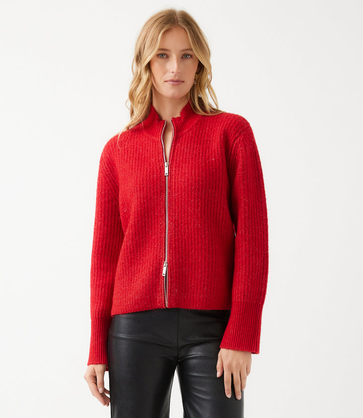 Mockneck Two-Way Zip Sweater