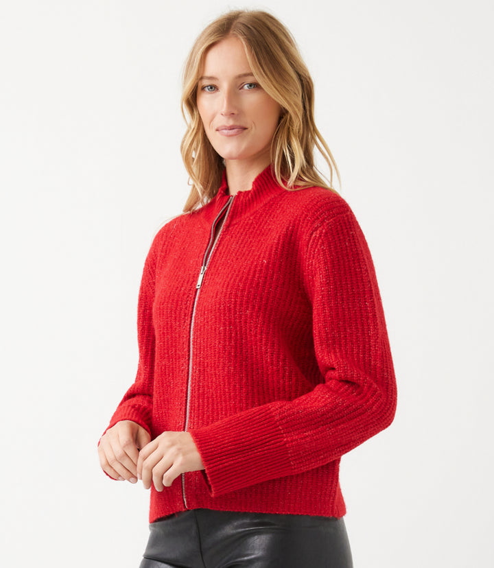 Mockneck Two-Way Zip Sweater