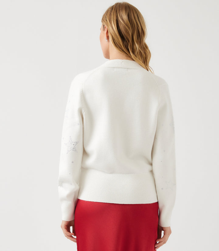 Petite Size Embellished Star Wrap Sweater