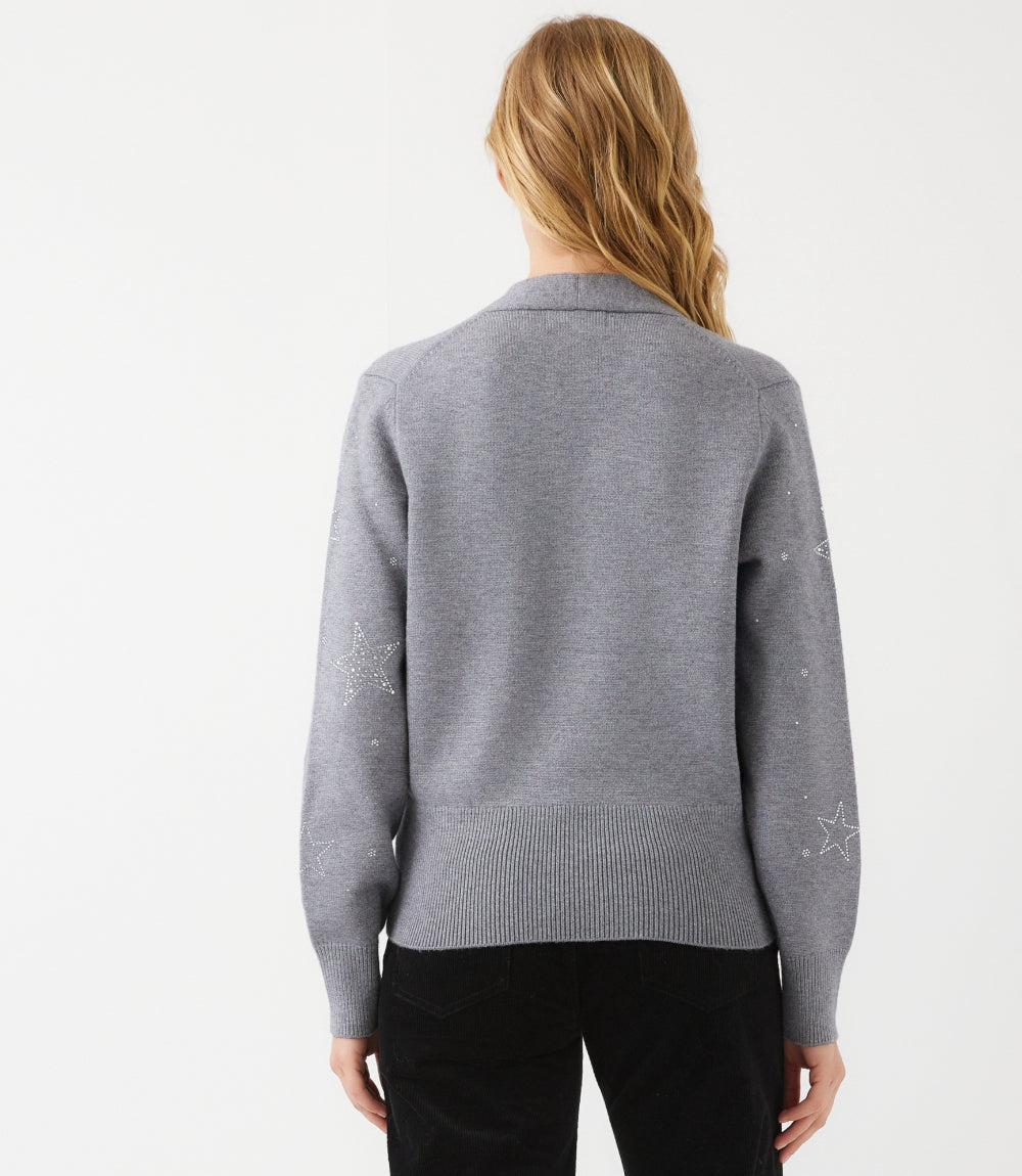 Embellished Star Wrap Sweater