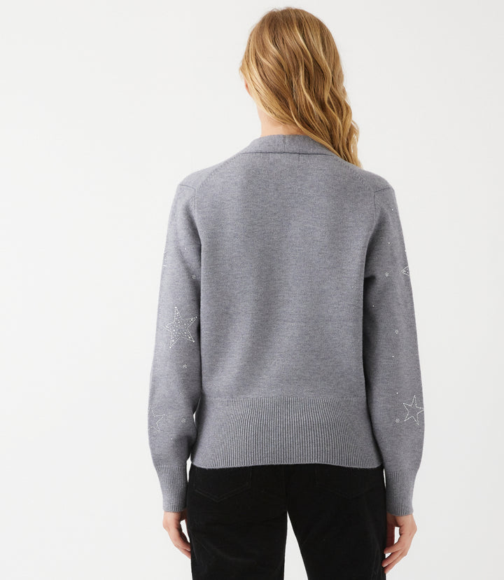 Embellished Star Wrap Sweater