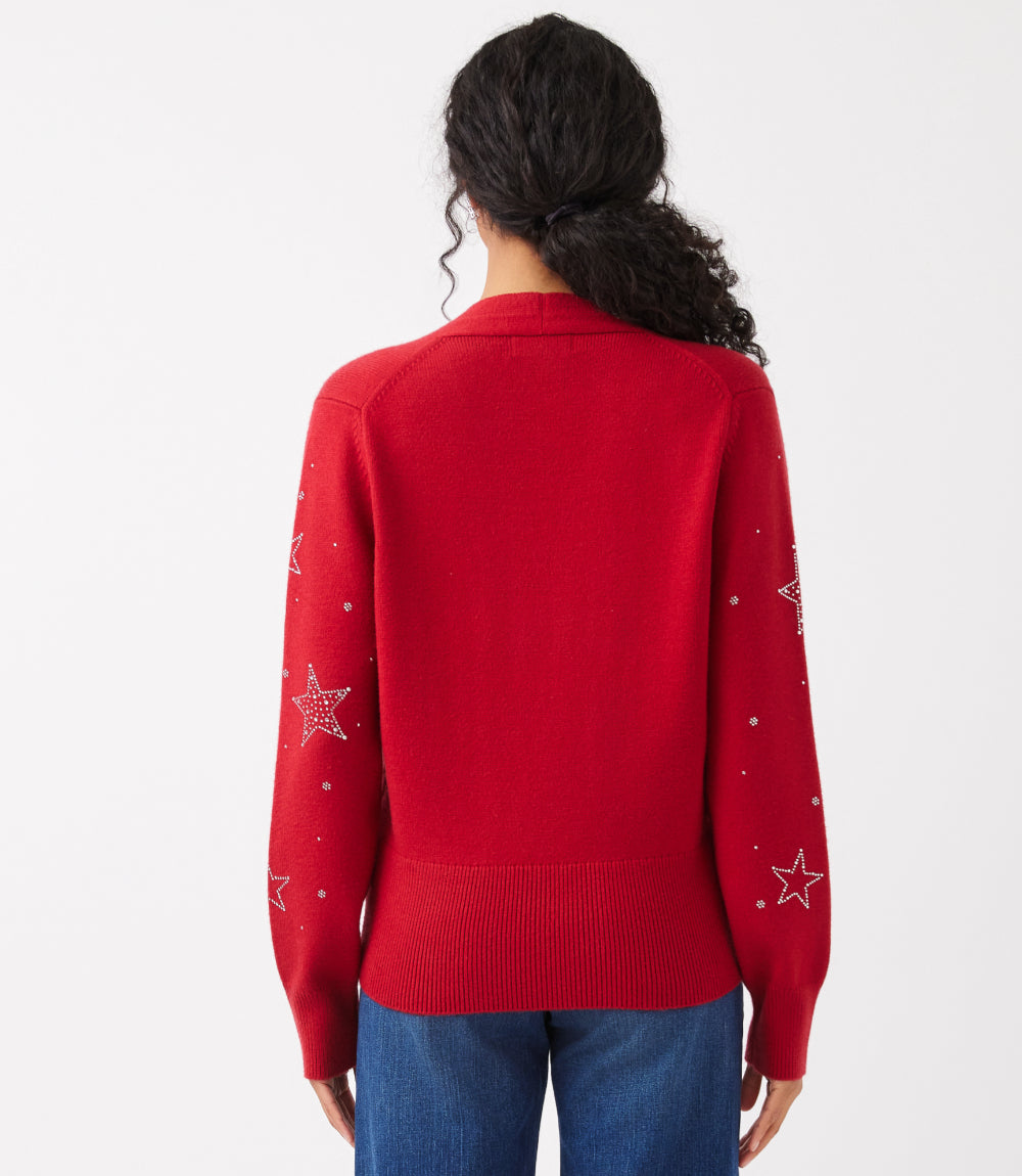 Petite Size Embellished Star Wrap Sweater