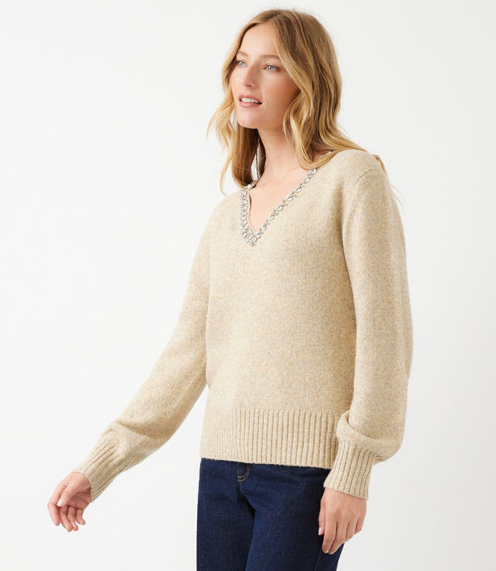 Embellished V-Neck Sweater