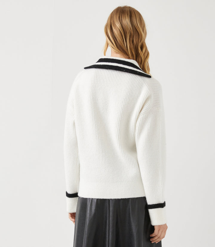 Contrast Collar Half-Zip Sweater