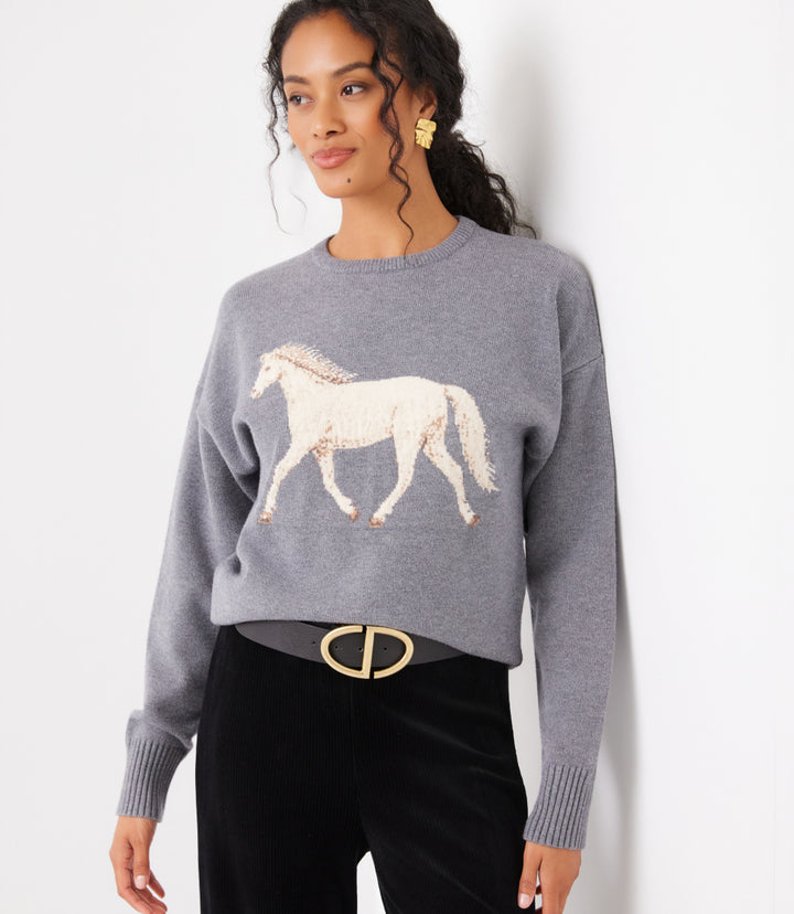Equestrian Jacquard Crewneck Sweater