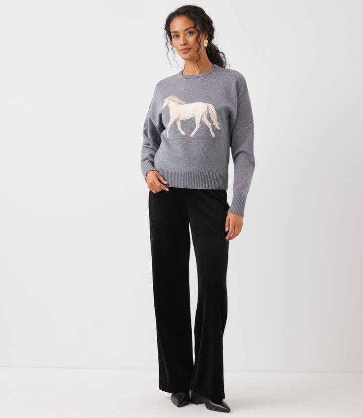 Equestrian Jacquard Crewneck Sweater