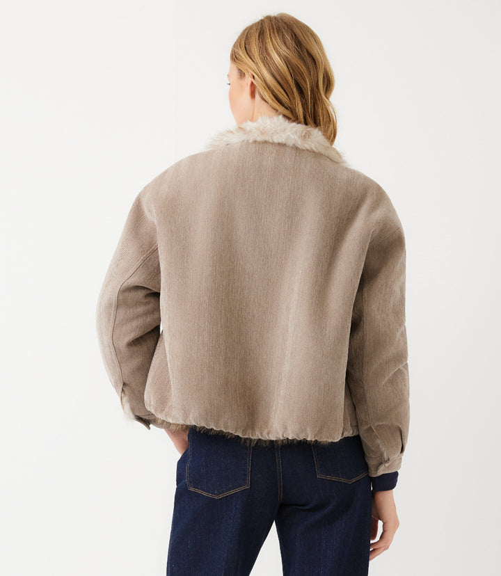 Faux Fur Trim Bomber Jacket