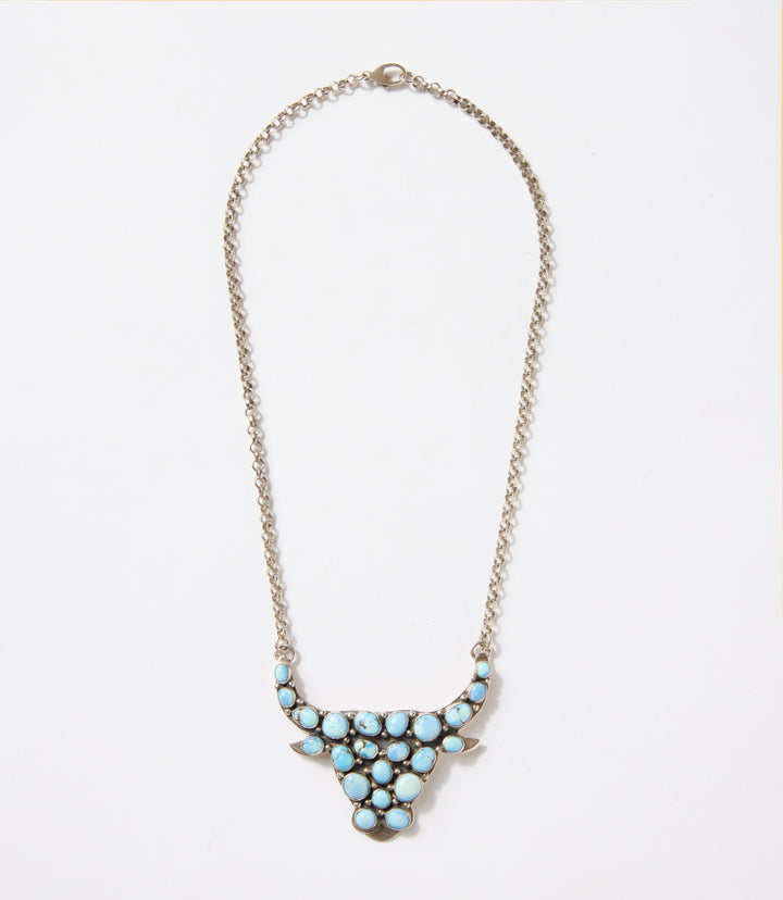 Golden Hill Longhorn Turquoise Pendant Necklace
