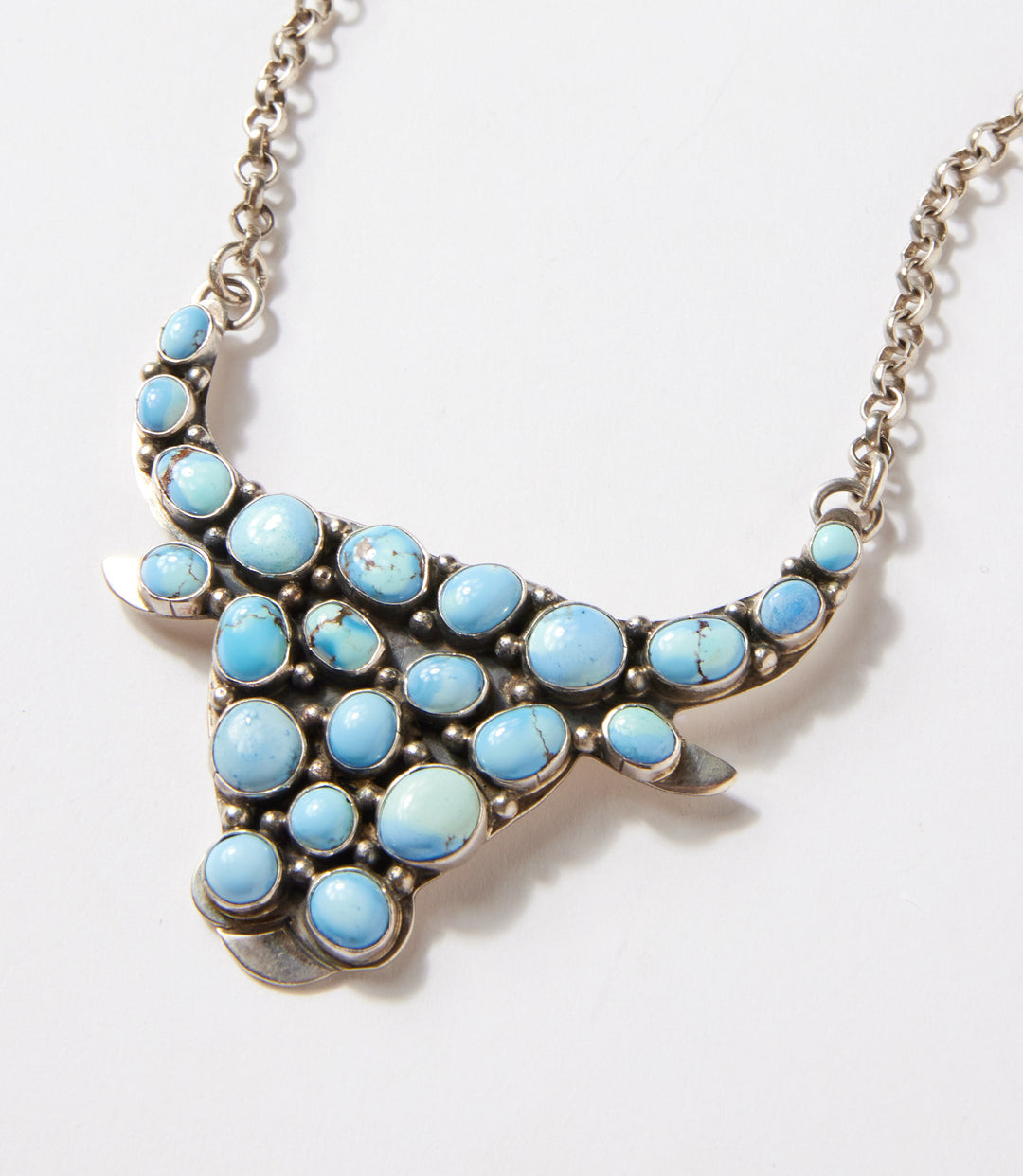 Golden Hill Longhorn Turquoise Pendant Necklace