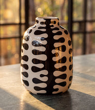 Wide Black And White Ceramic Vase