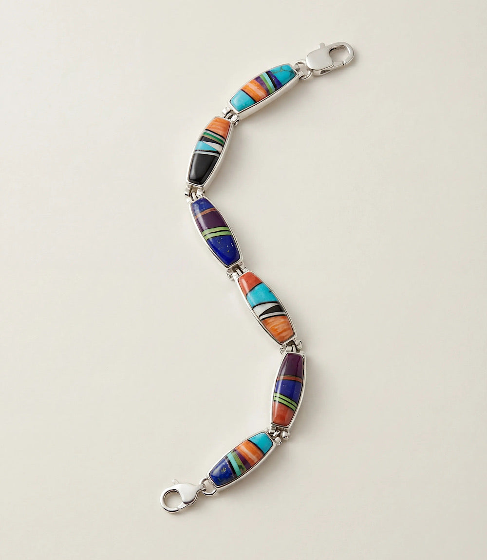 Multistone Turquoise Inlay Link Bracelet