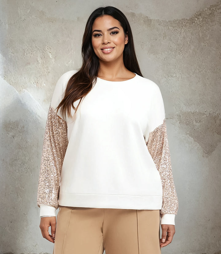 Plus Size Sequin Sleeve Top