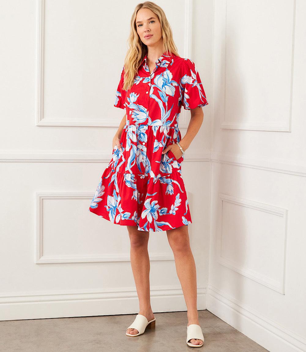 Puff Sleeve Tiered Shirtdress