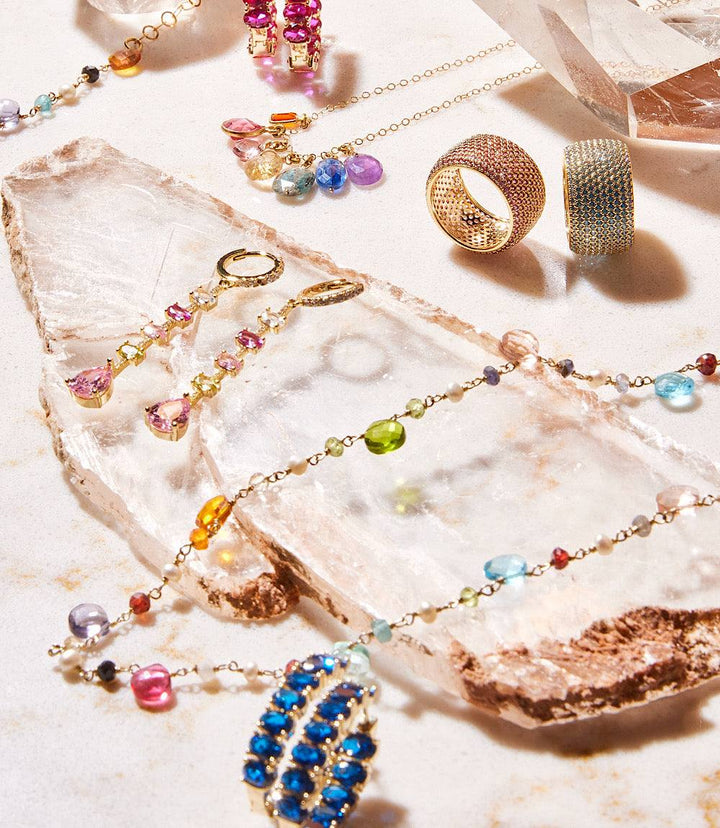 Long Beaded Gemstone Necklace